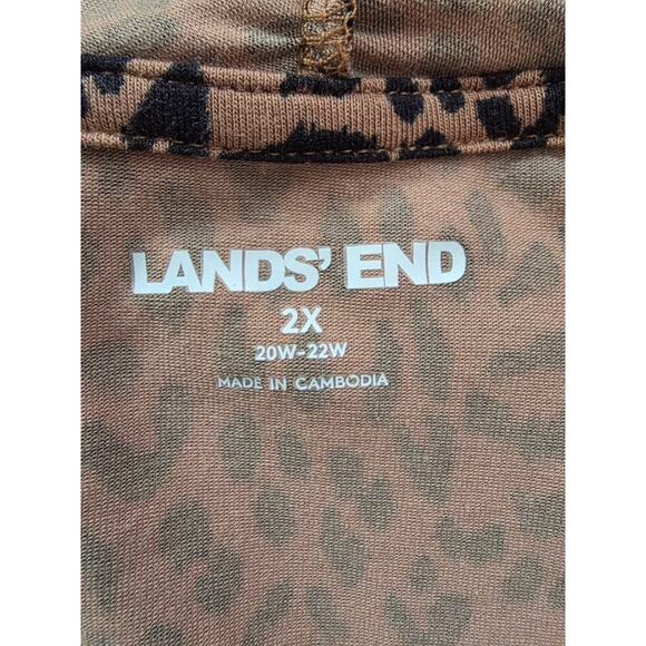 Lands End Women Cotton Blend Cheetah Long Sleeve Wrap Top V Neck Size 2X A001829 - Picture 8 of 11